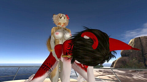 Lesbian action on a yacht and beach